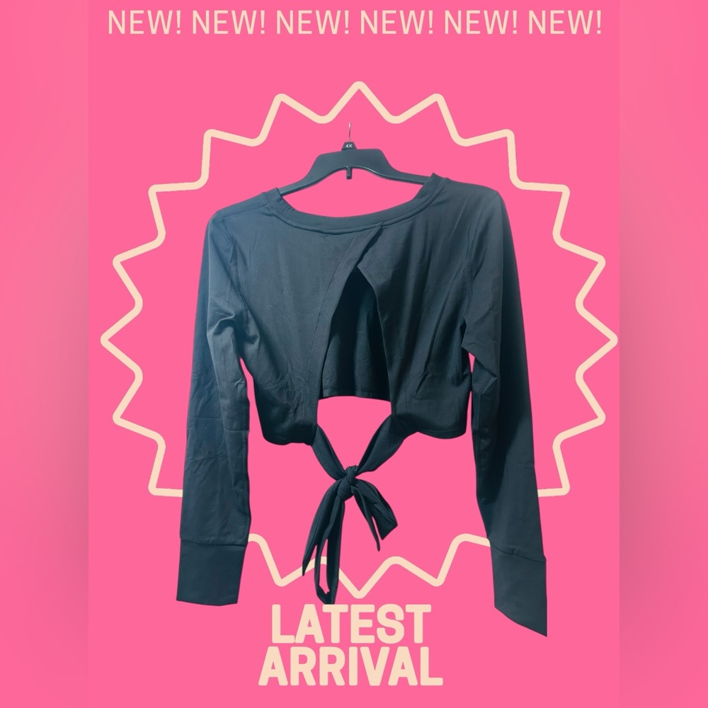 Mono B Black Tie-Back Long Sleeve Crop 2X NWT